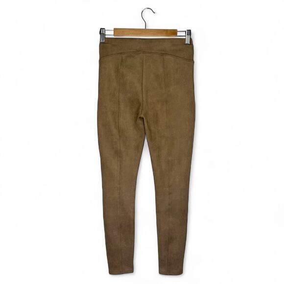 Spanx Women's High Waist Faux Suede Size Leggings S Taupe Camel Brown Microfiber - Picture 5 of 12